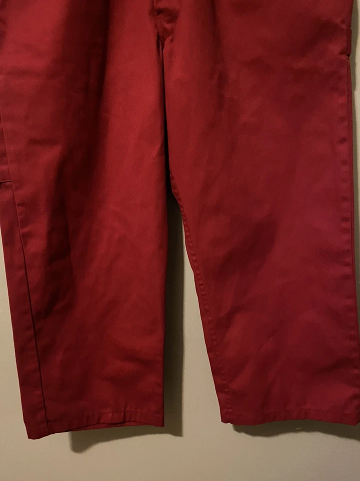 Dickies Bib Overalls Mens 42 Regular Red Workwear Carpenter Actual - Image 3 of 4