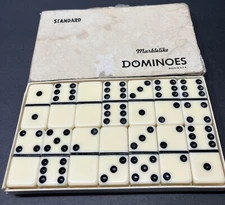 Vintage Puremco #616 Ivory Marblelike Standard Dominoes