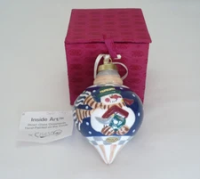 Chase Inside Art Blown Glass Snowman Christmas Ornament in Box