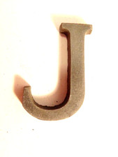 older, pre-owned zinc alloy letter "J" - 2 inches tall