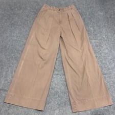 Ulla Johnson Pants Womens 6 Beige Pink Cotton Wide Pleated Spring Summer 2022