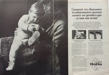 PUBLICITE  ADVERTISSING  DBLE PAGE  CHAUSSURES TINTIN  ANNEE 1966  M427