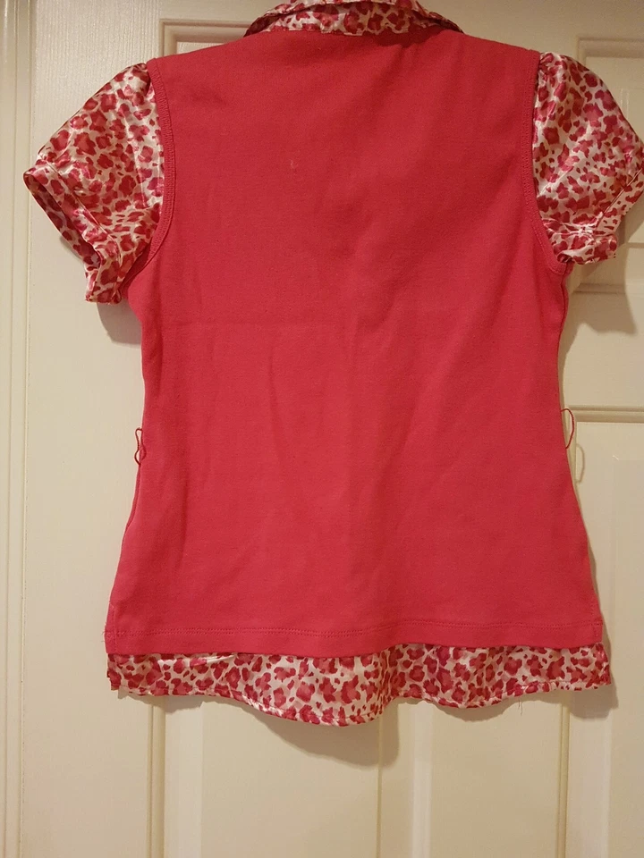 Blusa corta Slv para niñas Route 66 talla 14/16 rosa pedrería cuello 100 % algodón  Foto 3 de 3