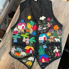 Boho Embroidered Vest Cuyamuna Signed Columbian 100 handmade Appliqu