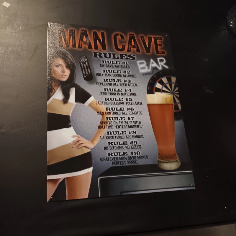 Man Cave Rules Tin Metal Sign Bar Beer Garage Home Wall Decor 