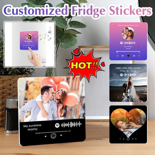 Custom Music Album Fridge Magnet –Personalized Music Player with Photo, Song\