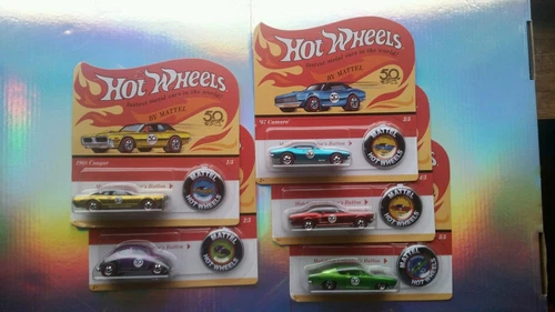2018~50TH ANNIVERSARY COMPLETE SETOF 5~CHASE REDLINE~HOT WHEELS~RARE~BP-BLISTER