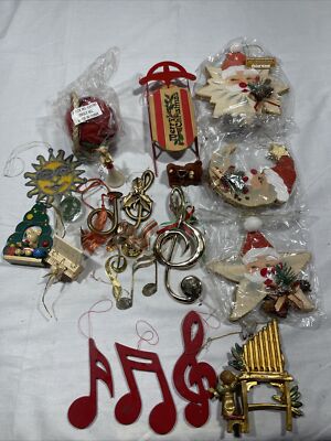 VINTAGE Christmas handmade Santa head and things to decorate the Christmas tree