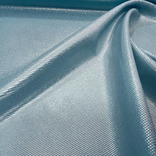 Spandex 4-way Stretch Fabric Pastel Blue Metallic Foil By the Yard for Swimwear - Picture 7 of 11