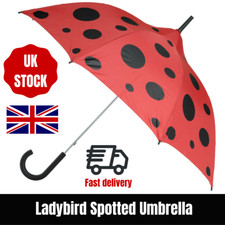 Red Spotted Umbrella Girls Ladies Windproof Waterproof Pagoda Ladybird Brolly