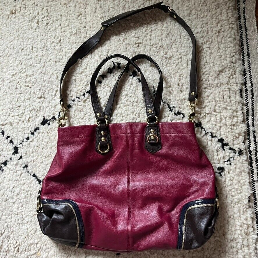 Coach Ashley bag in magenta and brown leather, gr… - image 2