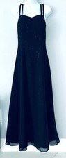 Karen Miller Evening Cocktail Black MAXI Dress Bided X Straps Double Lining 6