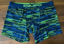 Vtg Equipo Brazilian TRUNK Brief Geo Microfiber Stretch men XL Blue Lime Green