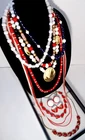 Vintage Colorful Plastic Lucite Beaded Necklaces Earring Lot Trifari Japan Avon