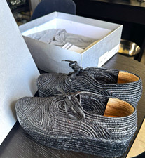 Robert Clergerie PINTO Black Raffia Platform Oxfords Women’s 8 EU 38.5
