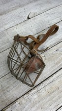 VTG EARLY ORIGINAL WIRE CAGE FITTED DOG MUZZLE LEATHER STRAPS PRIMITIVE AS IS   