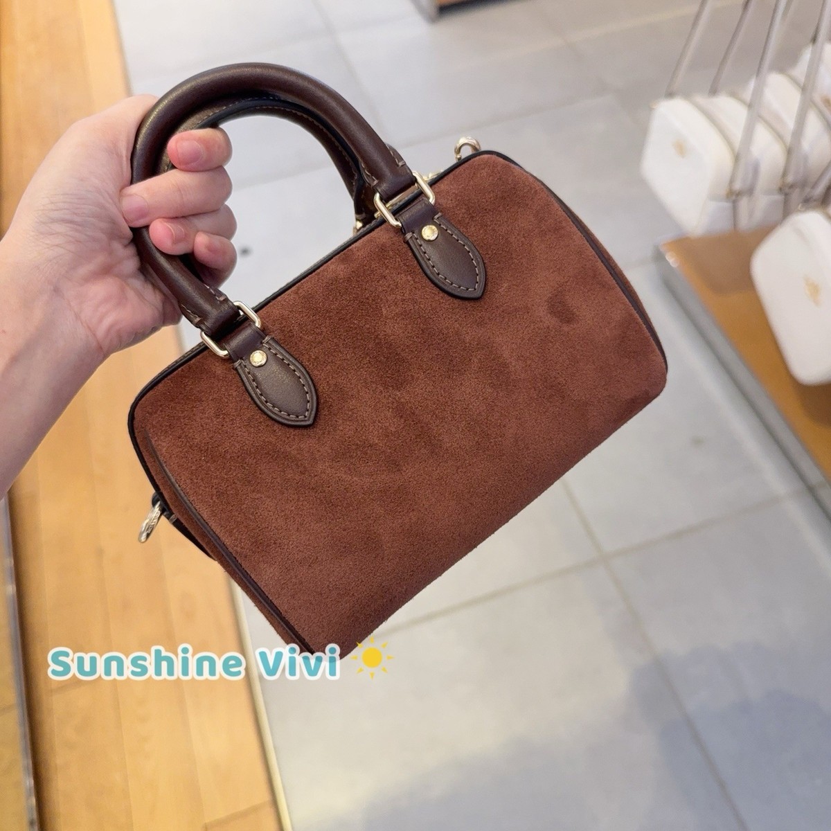 NWT Coach Mini Rowan Crossbody Bag CCF29, suede/Im/Vintage Brown