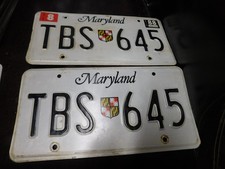 Maryland Expired License Plates MD Tags Pair TBS 645 1988