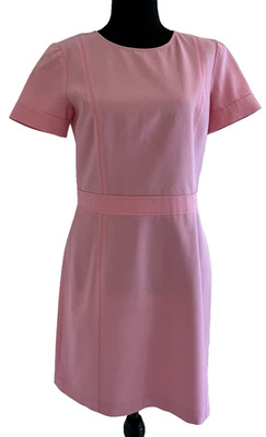Theory Inessa Fitted Pink Sateen Short Sleeve Cotton Blend Dress Size 6