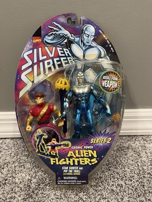 MARVEL ALIEN FIGHTERS Cosmic Silver Surfer and Pip The Troll Figures ToyBiz 1998