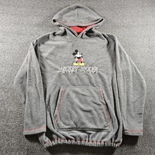 Vintage Mickey Unlimited Hoodie Mens Large Gray Fleece Pullover Mickey Mouse 90s