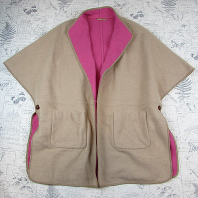 UNIQUE Basler Reversible Cape  Wool Bld Beige Pink Pocketse One Size 38 US 6