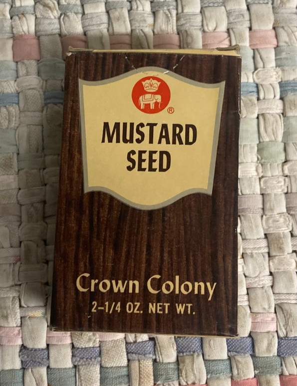 VTG Crown Colony Mustard Seed Box Unopened NOS Safeway 1960's Prop