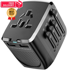 International Travel Adapter Voltage Converter Combo for 100V-240V with Black