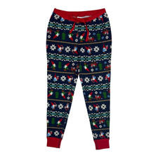 Hanna Andersson Navy Blue  Red Gnome Print Pajama Pants Size Medium