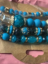 Turquoise Blue Beaded Layered Boho Bracelet S...