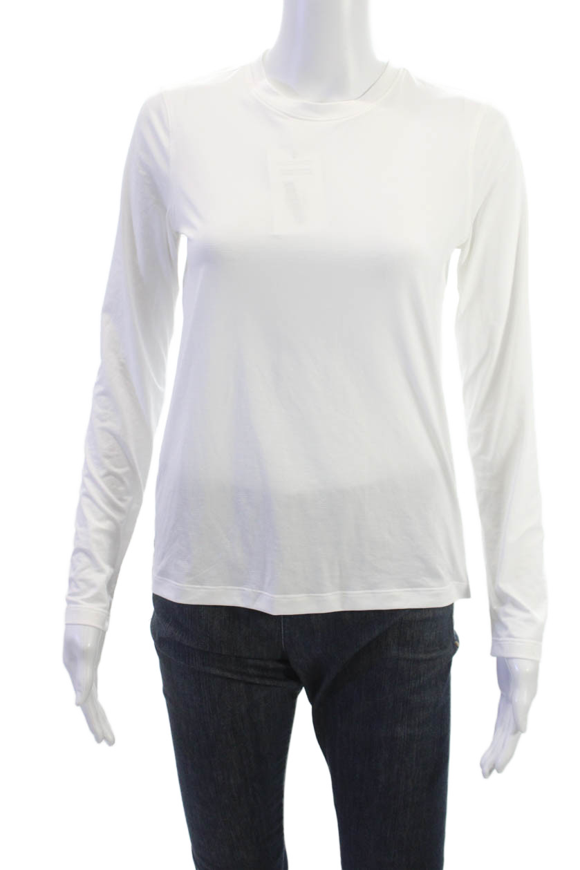 Lululemon Womens White Crew Neck Long Sleeve T-Shirt Nylon Blend Size 4Free Shipping in US $100+ Orders | $6.95 Orders Below