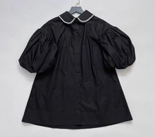 Simone Rocha Black Pearl Collar Puff Sleeve O...