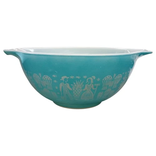 Vintage Pyrex #442 Amish Butterprint Turquoise Cinderella 1-1/2 Qt Mixing Bowl