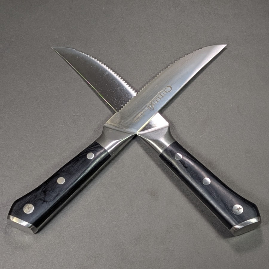 2x Replacement Cutluxe Serrated Steak Knives 9½" Forged Carbon Steel Blade