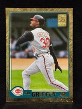 KEN GRIFFEY JR. REDS 2001 TOPPS CARD #593 GOLD PARALLEL SERIAL # 321/2001