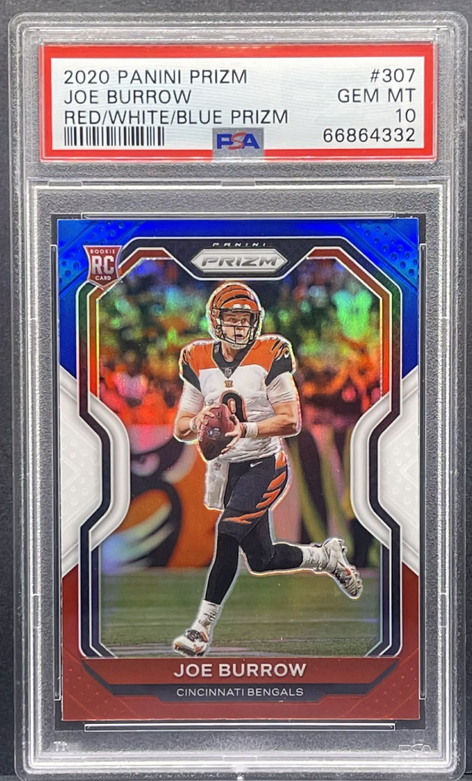 2020 Panini Prizm - Joe Burrow #307 Red White & Blue Prizm Rookie RC PSA 10 GEM