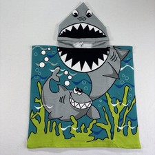 Kids Boys 100 Polyester Hooded Towel Boys Beach Towel Shark T6