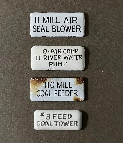 Vintage Porcelain Sign - Coal Feeder River Pump Coal Tower Industrial Signs