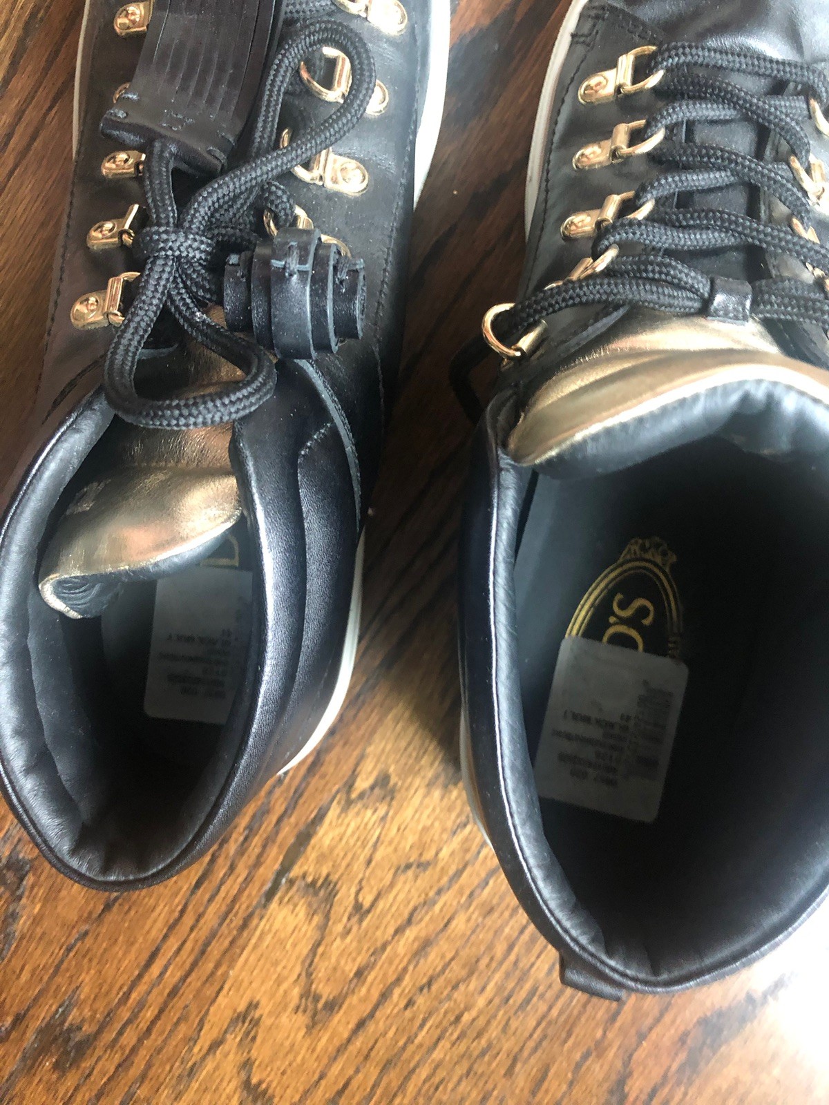 Tod’s Black Sneakers Women’s EU 41 Leather High Top - Gold Accents image 5