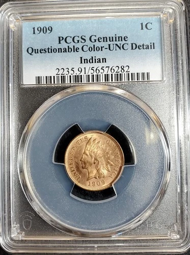 1909 Indian Head Cent graded Genuine UNC Detail by PCGS