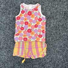 Gymboree Cherokee Girls 2pc Shorts Set Floral Tank Top Plaid Shorts 7-8Y