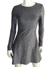 REFORMATION X CAMILLE ROWE Mini Dress, M, Black/Silver sparkle Knit, A-line