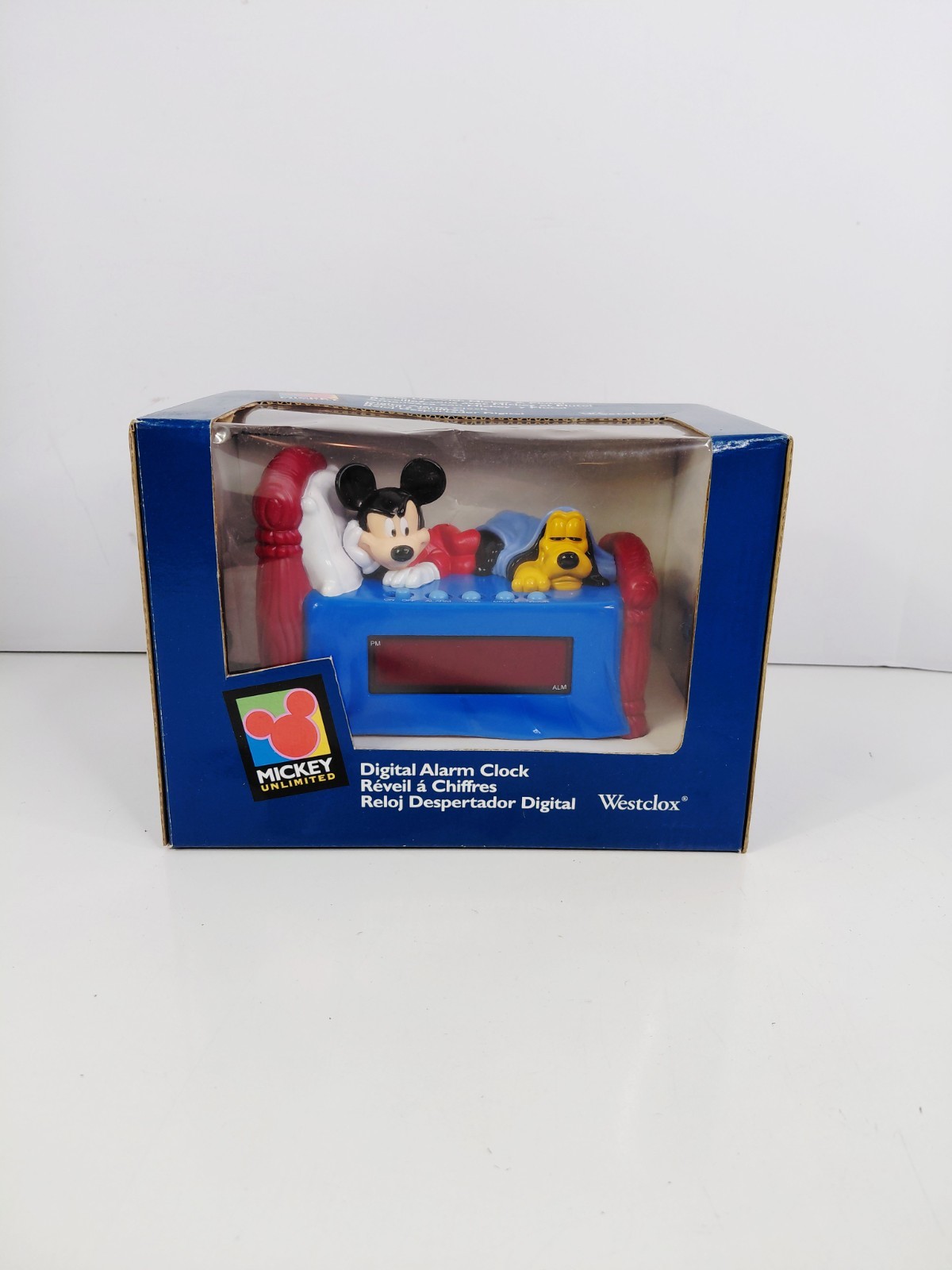 Vintage 90 s Disney Digital Alarm Clock Mickey Mouse Pluto Westclox 36400 image