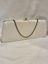 Vintage Harry Levine Corp. White Leather Evening Clutch Purse   Made in USA