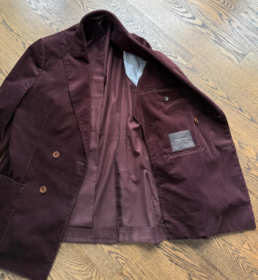 Заказной коричневый Marzoni вельвет Sport пальто двубортный нашивка карманы 42L - Изображение 4 из 4