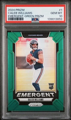 Caleb Williams 2024 Panini Prizm Green Emergent Perfect PSA 10 Rookie