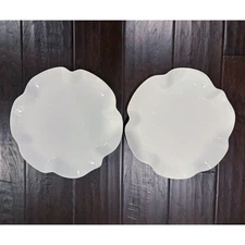 The Cellar Macys Whiteware Ruffle DINNER Plates 11” White Porcelain Set of 2