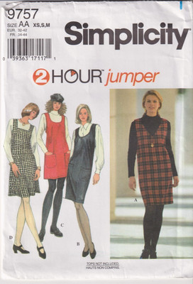 9757 SIMPLICITY - 2 Hour JUMPER w Neck Variatios - Sz XS/S/M