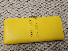New Vintage Baronet Leather Yellow Wallet Credit Cards Kisslock Change Purse