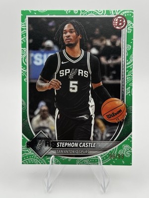 Topps 2025-26 Bowman Stephon Castle San Antonio Spurs  /99 Green Paisley